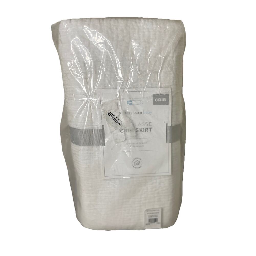 NEW Pottery Barn BABY Matelasse White Cotton Nursery Crib Skirt 16” Drop -28x52”